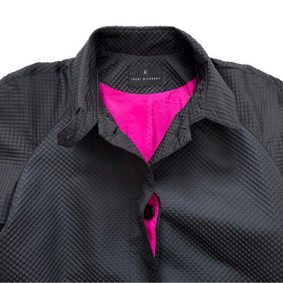 Jheri Richards Black Pink Lining Pockets Lightweight Jacket Coat Size 10 - Picture 9 of 15